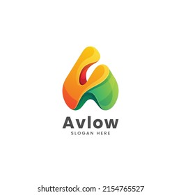 Vector Logo Illustration Letter A Gradient Colorful Style.