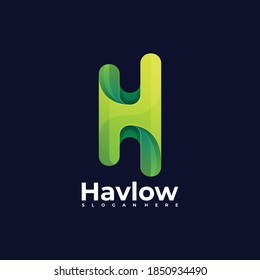 Vector Logo Illustration Letter H Gradient Colorful Style.