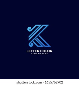 Letra de ilustración con logotipo vectorial K Estilo de color degradado