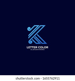 Vector Logo Illustration Letter K Gradient Colorful Style
