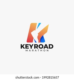 Vector Logo Illustration Letter K Gradient Colorful Style.