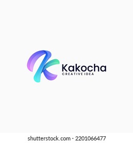 Logotipo vectorial Ilustración Letra K Gradiente Estilo Colorido.