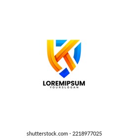 Ilustración del logotipo del vector letra k estilo colorido gradiente