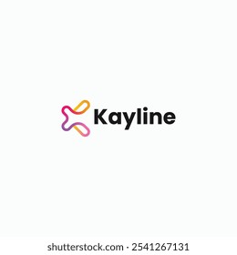 Vector Logo Illustration Letter K Gradient Line Art Style.