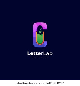 Vector Logo Illustration Letter and Lab Gradient Colorful Style.