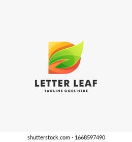 Letra de ilustración con logotipo vectorial con estilo de color degradado de hoja.