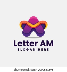 Letra A Y M De Ilustración Con Logotipo Vector Estilo Colorido Gradiente.