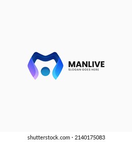 Vector Logo Illustration Letter M Gradient Colorful Style.