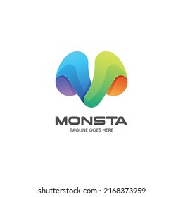 Vector Logo Illustration Letter M Gradient Colorful Style.