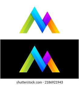 Letra de la ilustración del logotipo del vector M estilo de color gradiente