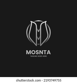 Logo Vector Ilustración Letra M Estilo Art De Línea Gradiente.