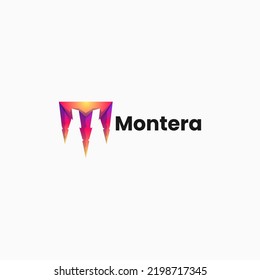 Logo Vector Letra Ilustración Estilo Colorido Gradiente M.