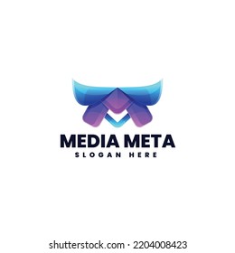 Vector Logo Illustration Letter M Gradient Colorful Style