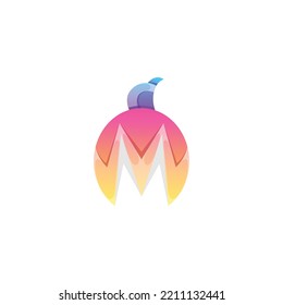 Letra del logotipo del vector letra M estilo de color gradiente de pájaro