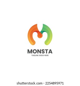 Vector Logo Illustration Letter M Gradient Colorful Style.