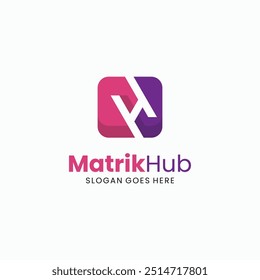 Vector Logo Illustration Letter M and H Simple Mascot Style