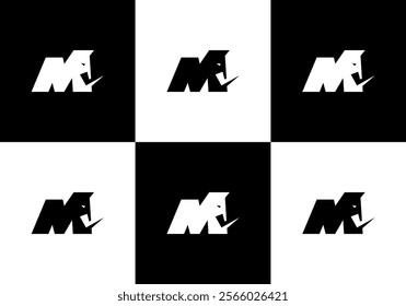 vector logo illustration of letter M mammoth