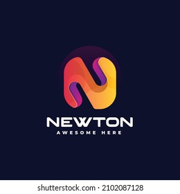 Vector Logo Illustration Letter N Gradient Colorful Style.