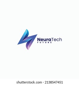 Vector Logo Illustration Letter N Gradient Colorful Style.