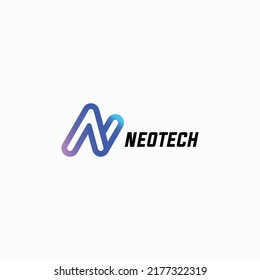 Vector Logo Illustration Letter N Gradient Colorful Style.