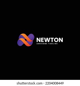Vector Logo Illustration Letter N Gradient Colorful Style.