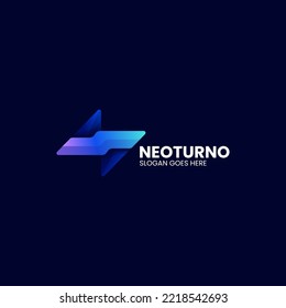 Vector Logo Illustration Letter N Gradient Colorful Style.