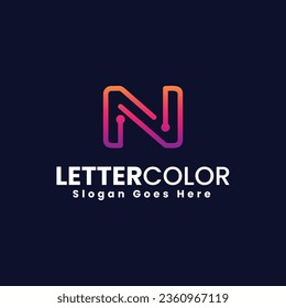 Vector Logo Illustration Letter N Gradient Colorful Style