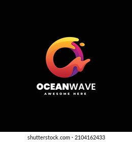 Vector Logo Illustration Letter O Wave Gradient Colorful Style.