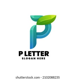 Estilo de color gradiente de la letra de ilustración P del logotipo del vector.