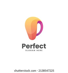 Vector Logo Illustration Letter P Gradient Colorful Style.