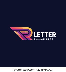Vector Logo Illustration Letter R Gradient Colorful Style.