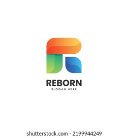 Vector Logo Illustration Letter R Gradient Colorful Style.