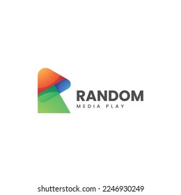 Logo Vector Ilustración Letra R Estilo Colorido Gradiente.