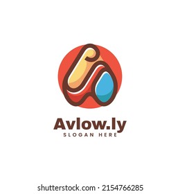 Vector Logo Illustration Letter A Simple Mascot Style.