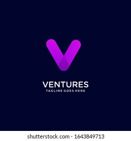 Vector Logo Illustration Letter V Gradient Colorful Style