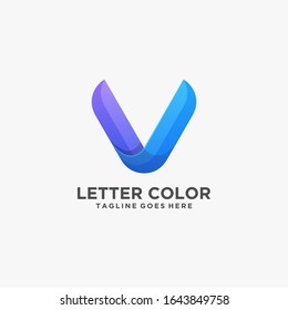 Vector Logo Illustration Letter V Gradient Colorful Style