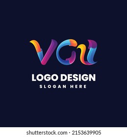 Vector logo illustration Letter V C U gradient colorful style