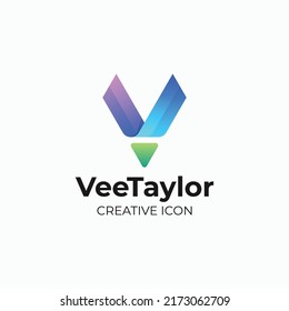 Vector Logo Illustration Letter V Gradient Colorful Style.