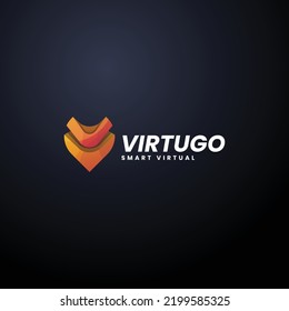 Logotipo vectorial Ilustración Letra V Estilo de color gradiente.