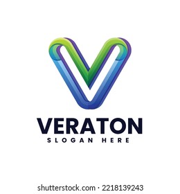 Logotipo vectorial Ilustración Letra V Estilo de color gradiente.