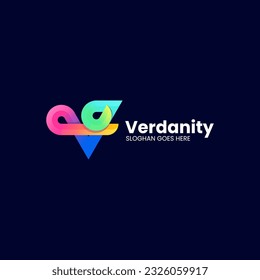 Vector Logo Illustration Letter V Gradient Colorful Style