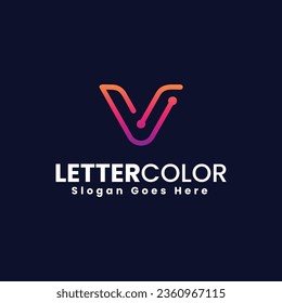 Vector Logo Illustration Letter V Gradient Colorful Style