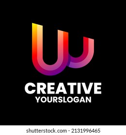 Ilustración del logotipo del vector letra con estilo de color gradiente