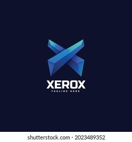 Vector Logo Illustration Letter X Gradient Colorful Style.