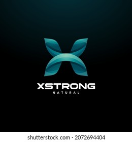 Vector Logo Illustration Letter X Gradient Colorful Style.