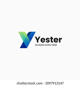 Vector Logo Illustration Letter Y Gradient Colorful Style.