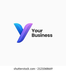 Vector Logo Illustration Letter Y Gradient Colorful Style.