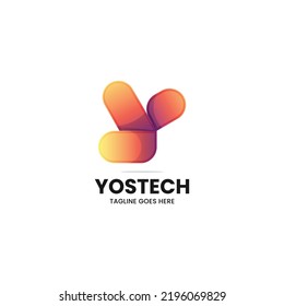 Vector Logo Illustration Letter Y Gradient Colorful Style.