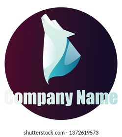 Vector logo illustration of a light blue wolf head inside a deep purple circle on a white background