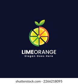 Vector Logo Illustration Lime Lemon Gradient Colorful Style